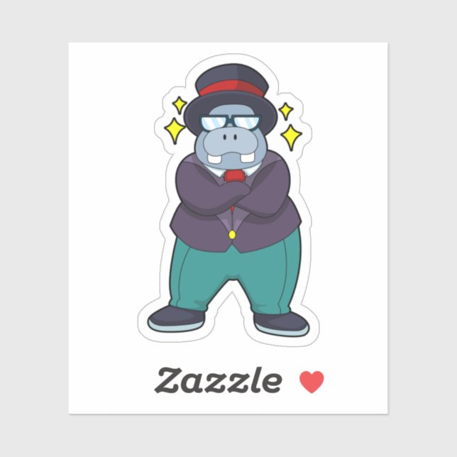 Hippo as Groom with Suit.PNG Sticker (Sheet)