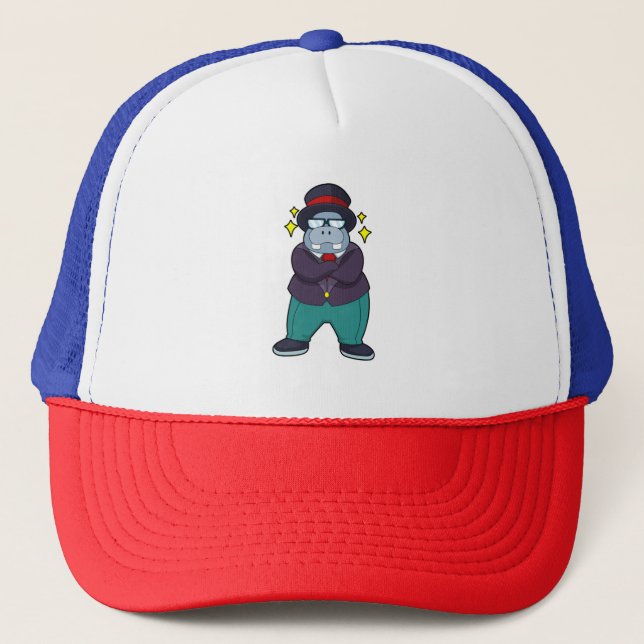 Hippo as Groom with Suit.PNG Trucker Hat (Front)