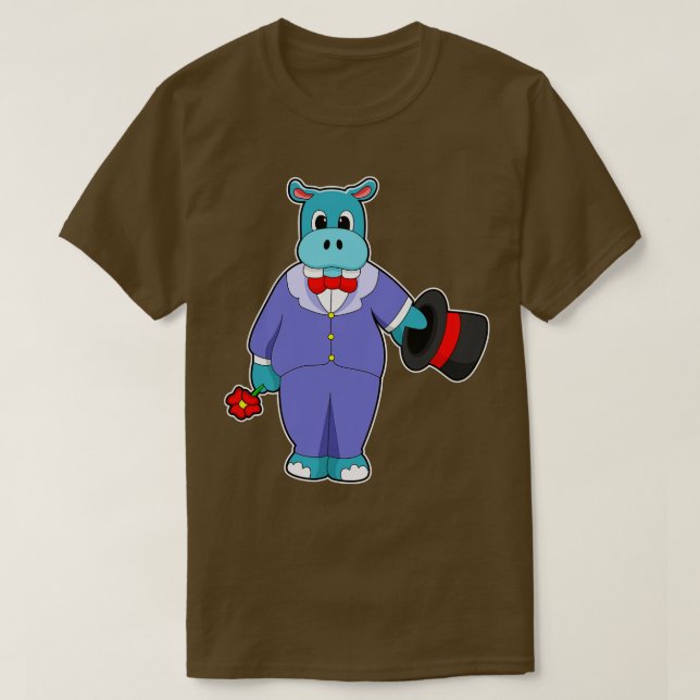 Hippo as Groom with Suit Rose T-Shirt (Design Front)