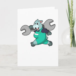 Hippo as Mechanic with Wrench Card