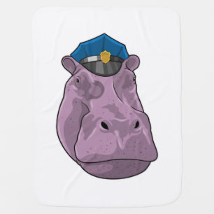 Hippo as Police officer Police Baby Blanket