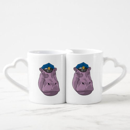 Hippo as Police officer Police Coffee Mug Set