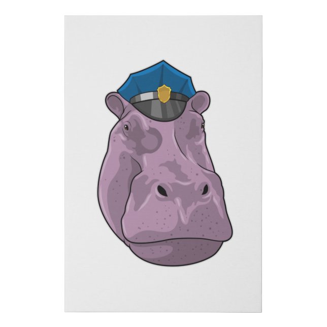 Hippo as Police officer Police Faux Canvas Print (Front)