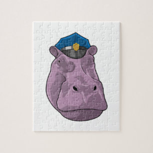 Hippo as Police officer Police Jigsaw Puzzle