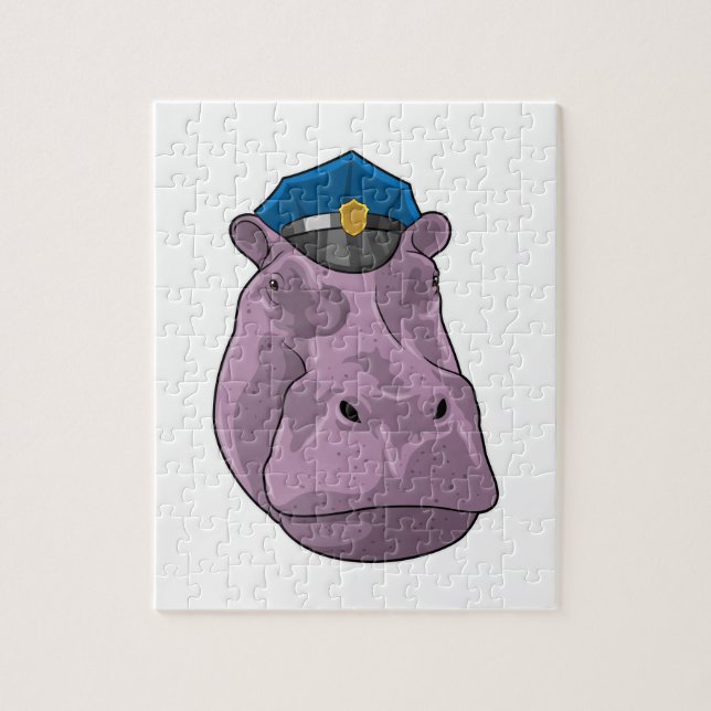 Hippo as Police officer Police Jigsaw Puzzle (Vertical)
