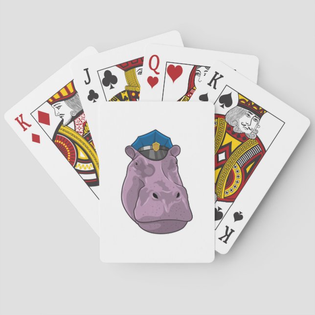 Hippo as Police officer Police Poker Cards (Back)