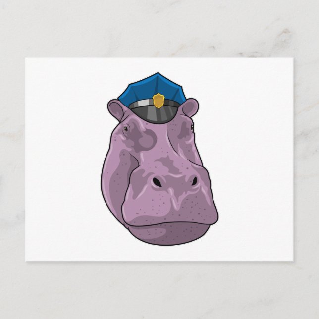 Hippo as Police officer Police Postcard (Front)