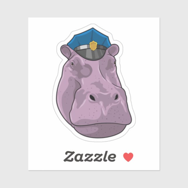Hippo as Police officer Police Sticker (Sheet)