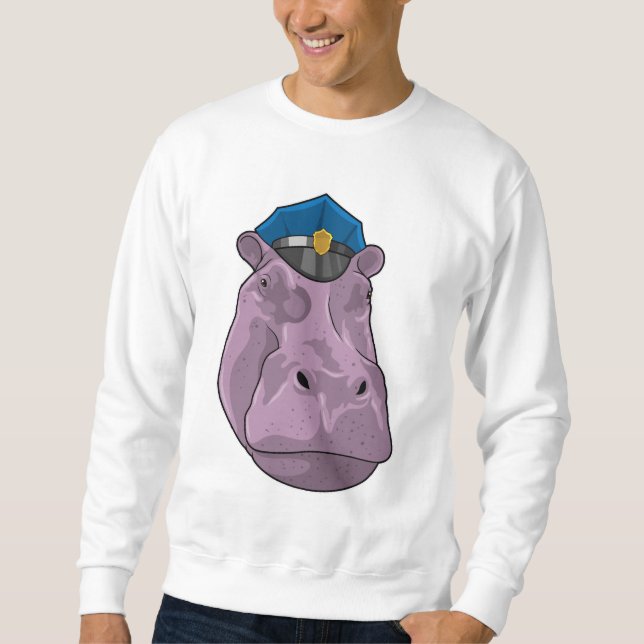 Hippo as Police officer Police Sweatshirt (Front)