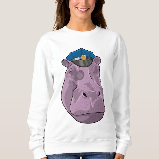 Hippo as Police officer Police Sweatshirt (Front)