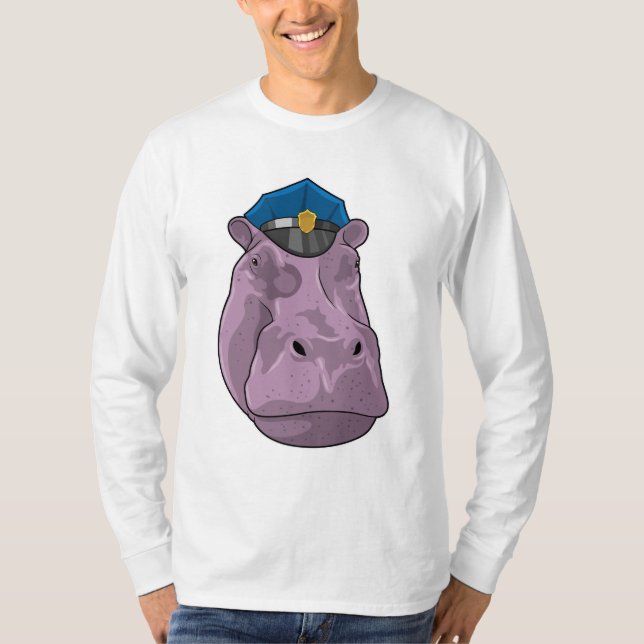 Hippo as Police officer Police T-Shirt (Front)