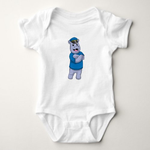 Hippo as Police officer with Police hat Baby Bodysuit