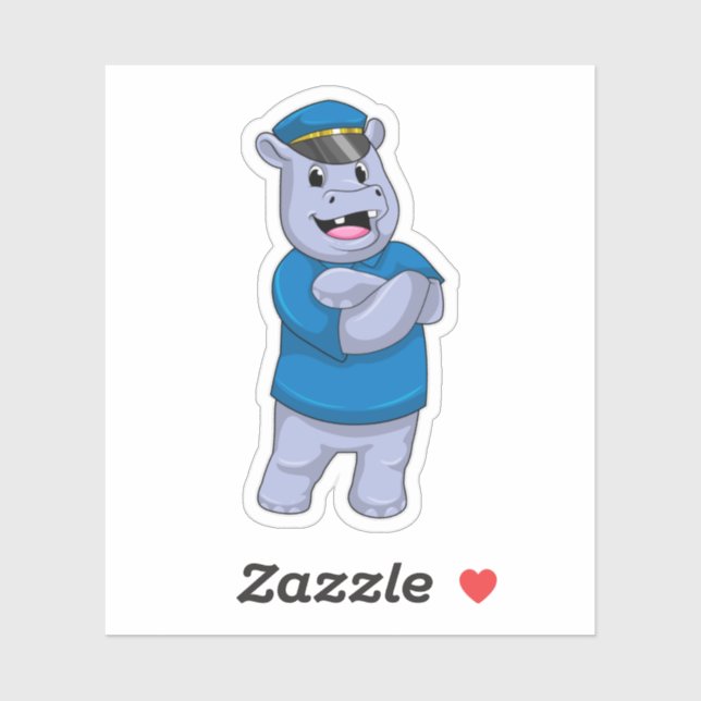 Hippo as Police officer with Police hat Sticker (Sheet)