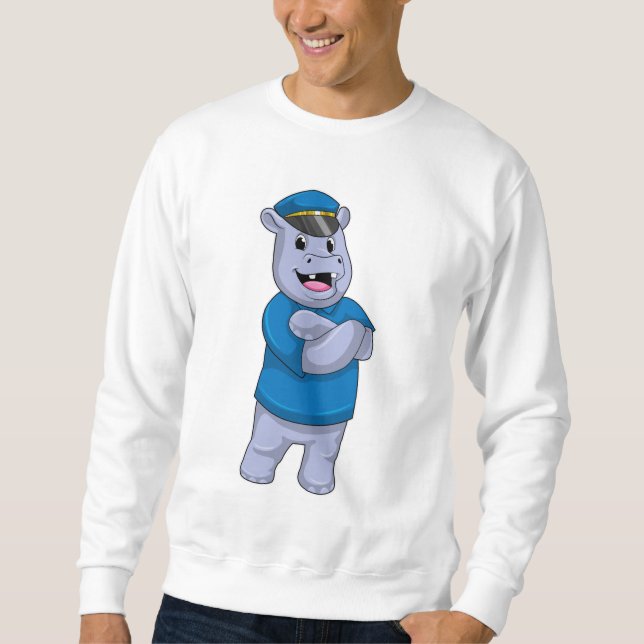 Hippo as Police officer with Police hat Sweatshirt (Front)