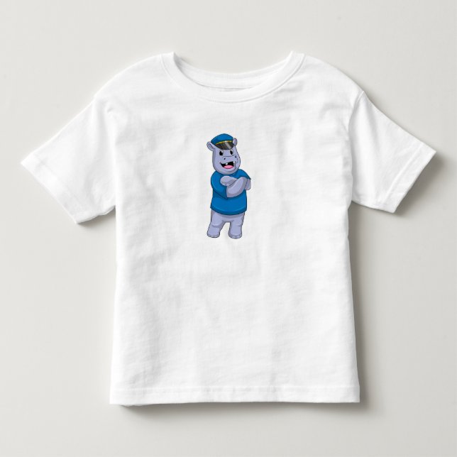 Hippo as Police officer with Police hat Toddler T-shirt (Front)