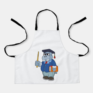 Hippo as Professor with Book Apron