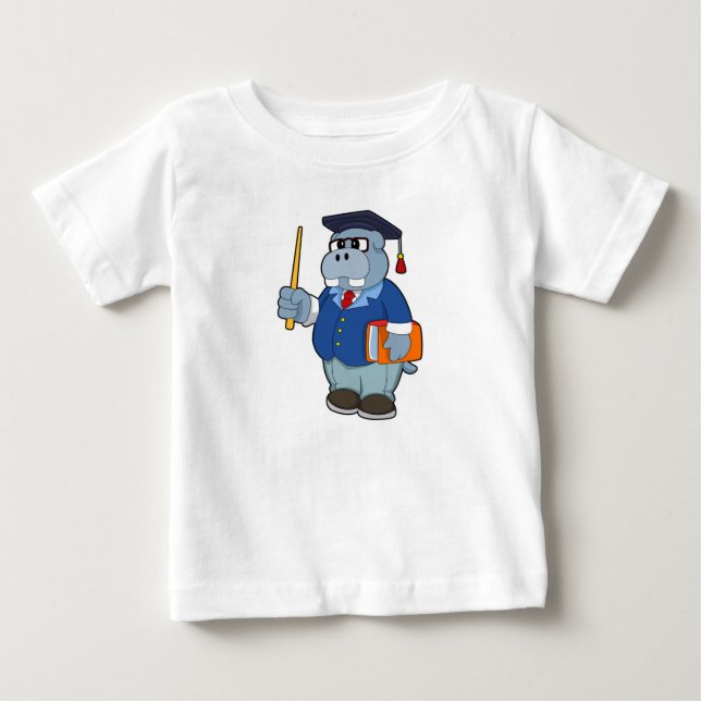 Hippo as Professor with Book Baby T-Shirt (Front)