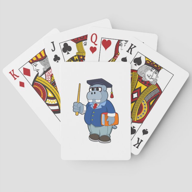 Hippo as Professor with Book Poker Cards (Back)