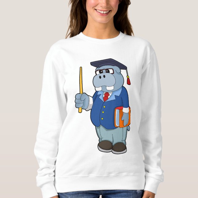 Hippo as Professor with Book Sweatshirt (Front)