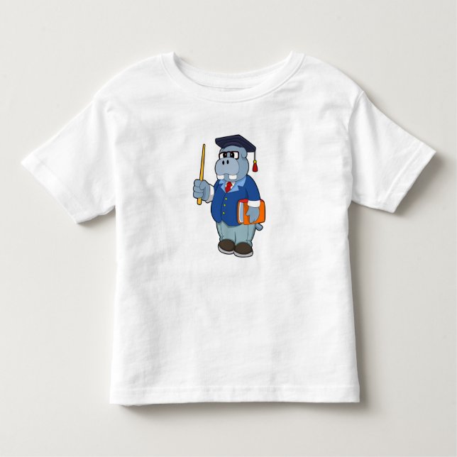 Hippo as Professor with Book Toddler T-shirt (Front)