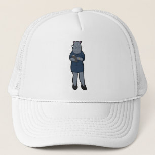 Hippo as Secretary with Notepad & Pen Trucker Hat