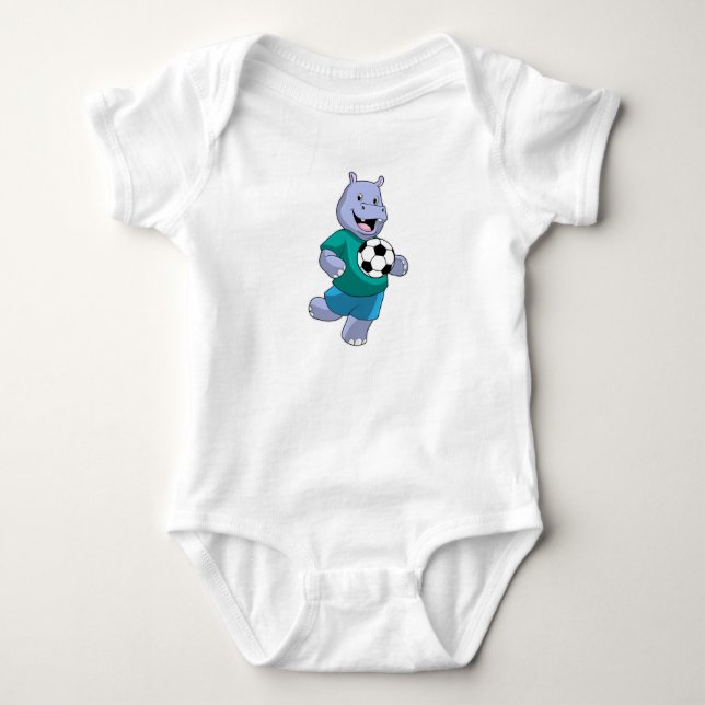 Hippo as Soccer player with Soccer Baby Bodysuit (Front)
