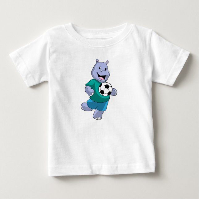 Hippo as Soccer player with Soccer Baby T-Shirt (Front)