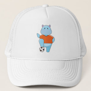Hippo as Soccer player with Soccer ball Trucker Hat