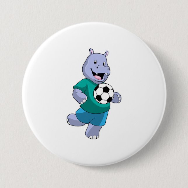 Hippo as Soccer player with Soccer Button (Front)