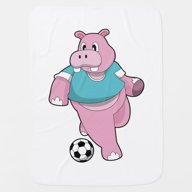 Hippo as Soccer player with Soccer.PNG Baby Blanket (Front)