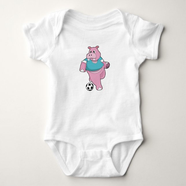 Hippo as Soccer player with Soccer.PNG Baby Bodysuit (Front)
