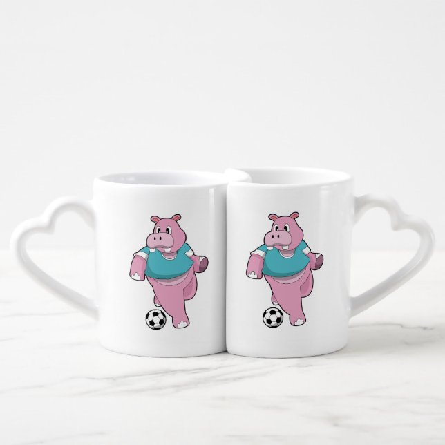 Hippo as Soccer player with Soccer.PNG Coffee Mug Set (Front Nesting)