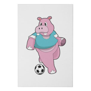 Hippo as Soccer player with Soccer.PNG Faux Canvas Print
