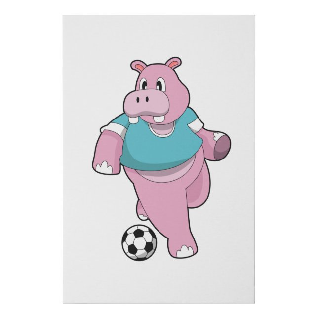 Hippo as Soccer player with Soccer.PNG Faux Canvas Print (Front)