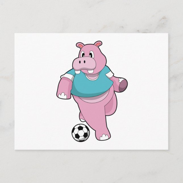 Hippo as Soccer player with Soccer.PNG Postcard (Front)