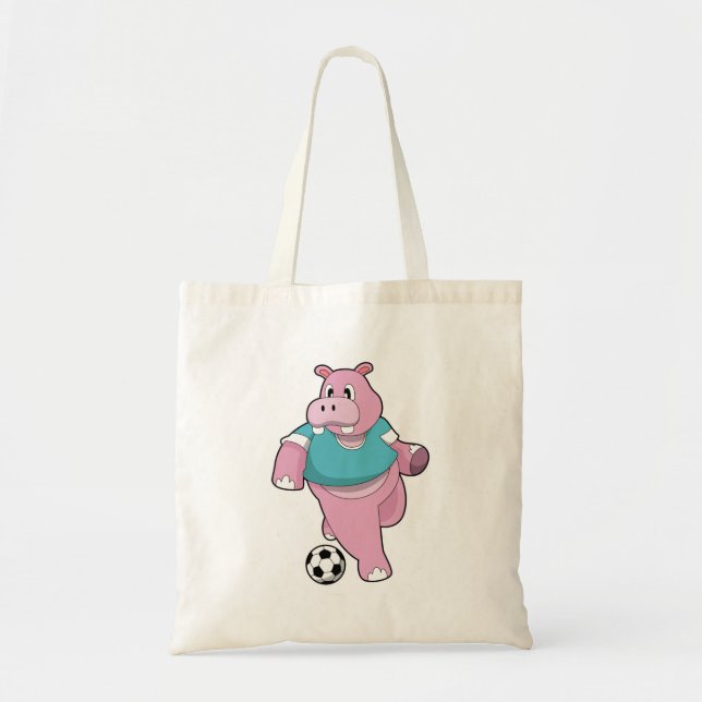 Hippo as Soccer player with Soccer.PNG Tote Bag (Front)
