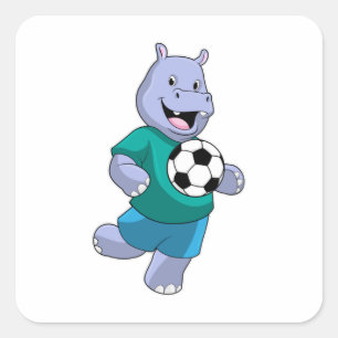 Hippo as Soccer player with Soccer Square Sticker