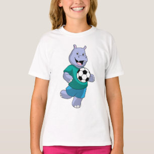 Hippo as Soccer player with Soccer T-Shirt