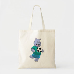 Hippo as Soccer player with Soccer Tote Bag