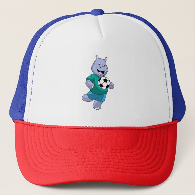 Hippo as Soccer player with Soccer Trucker Hat (Front)
