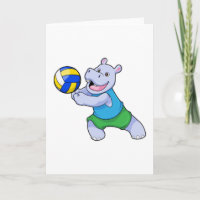 Hippo as Volleyball player with Volleyball