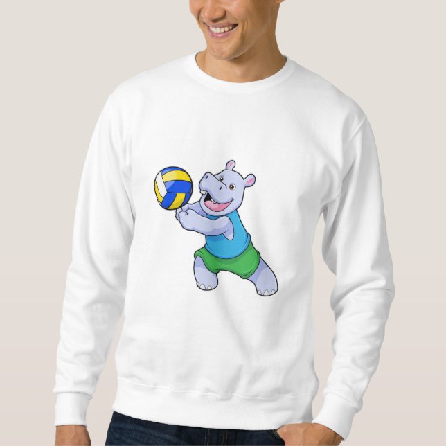 Hippo as Volleyball player with Volleyball Sweatshirt (Front)
