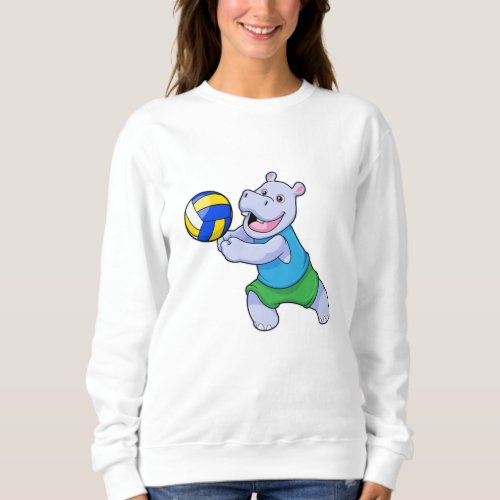 Hippo as Volleyball player with Volleyball Sweatshirt