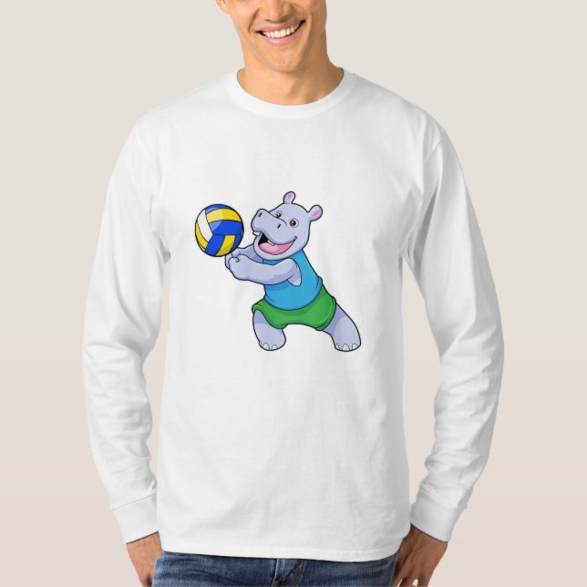 Hippo as Volleyball player with Volleyball T-Shirt (Front)