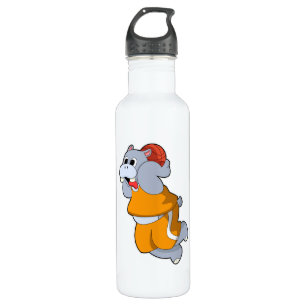 Hippo at Basketball Sports Stainless Steel Water Bottle