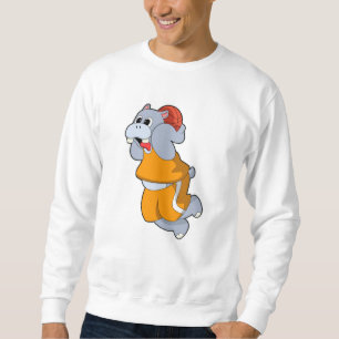 Hippo at Basketball Sports Sweatshirt