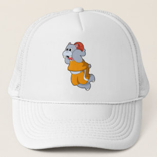 Hippo at Basketball Sports Trucker Hat