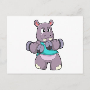 Hippo at Bodybuilding with Dumbbells Postcard