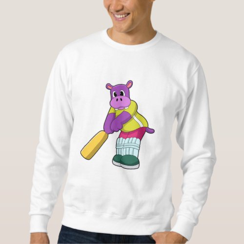 Hippo at Cricket with Cricket bat Sweatshirt