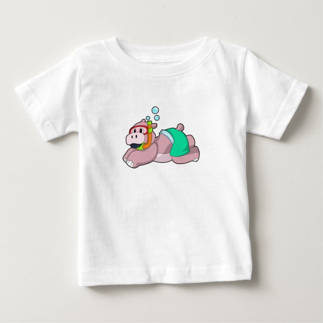 Hippo at Diving with Snorkel Baby T-Shirt (Front)